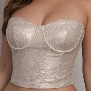 Zara Cream Sequin Bustier